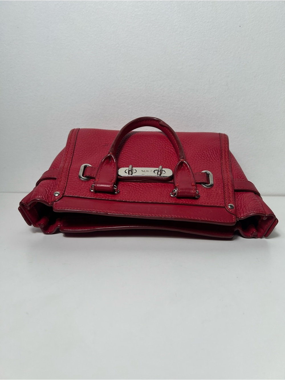 Coach Swagger 21 Red Leather Top Handle Crossbody Tote Satchel Purse Bag - Picture 8 of 15